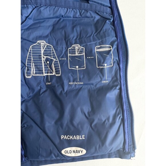 Old Navy Mens Puffer Jacket Small Blue Polyester Full Zip Quilted Lightweight - Picture 8 of 12